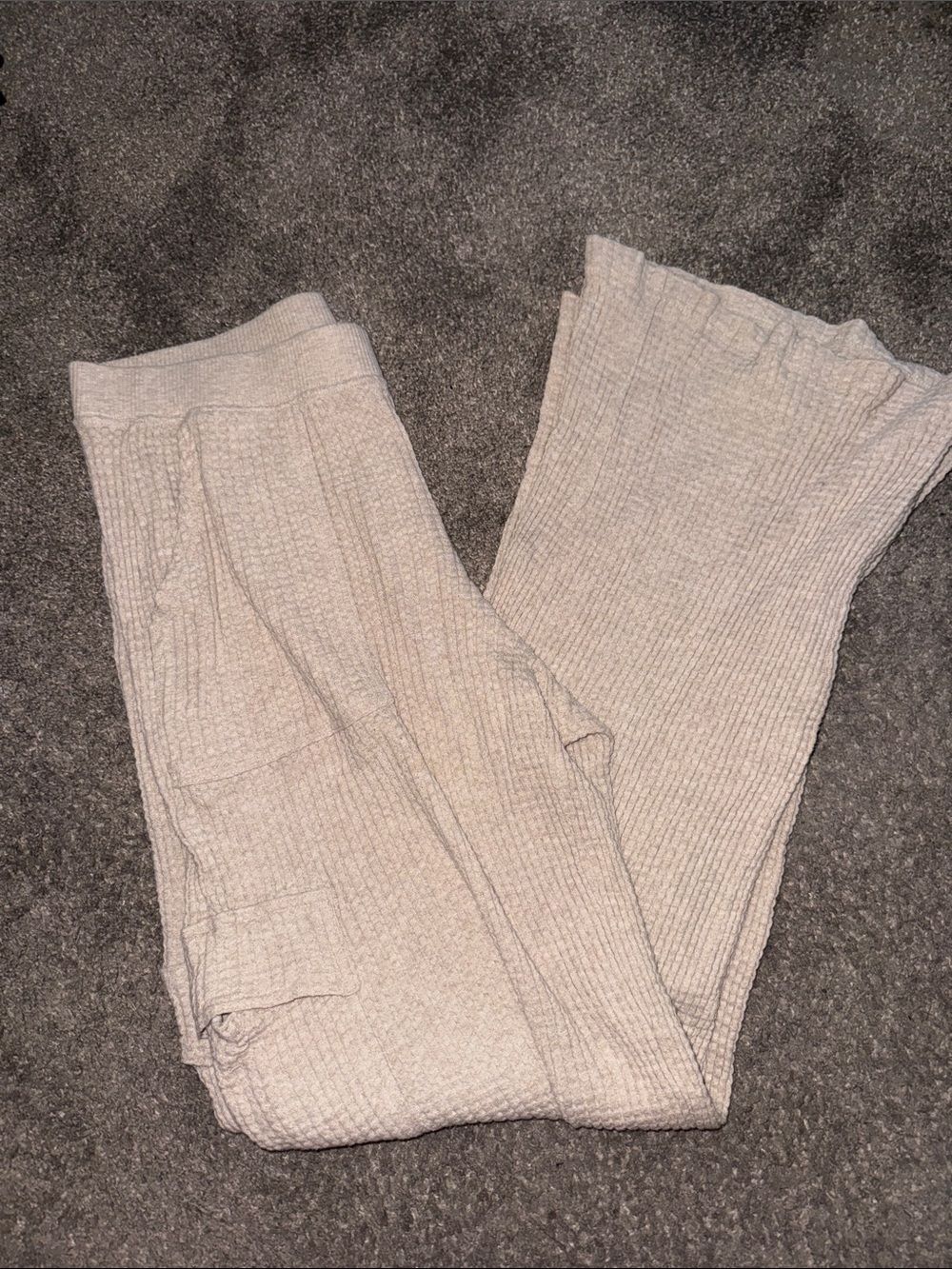 Offline Waffle-Knit Lounge Pants in Cream